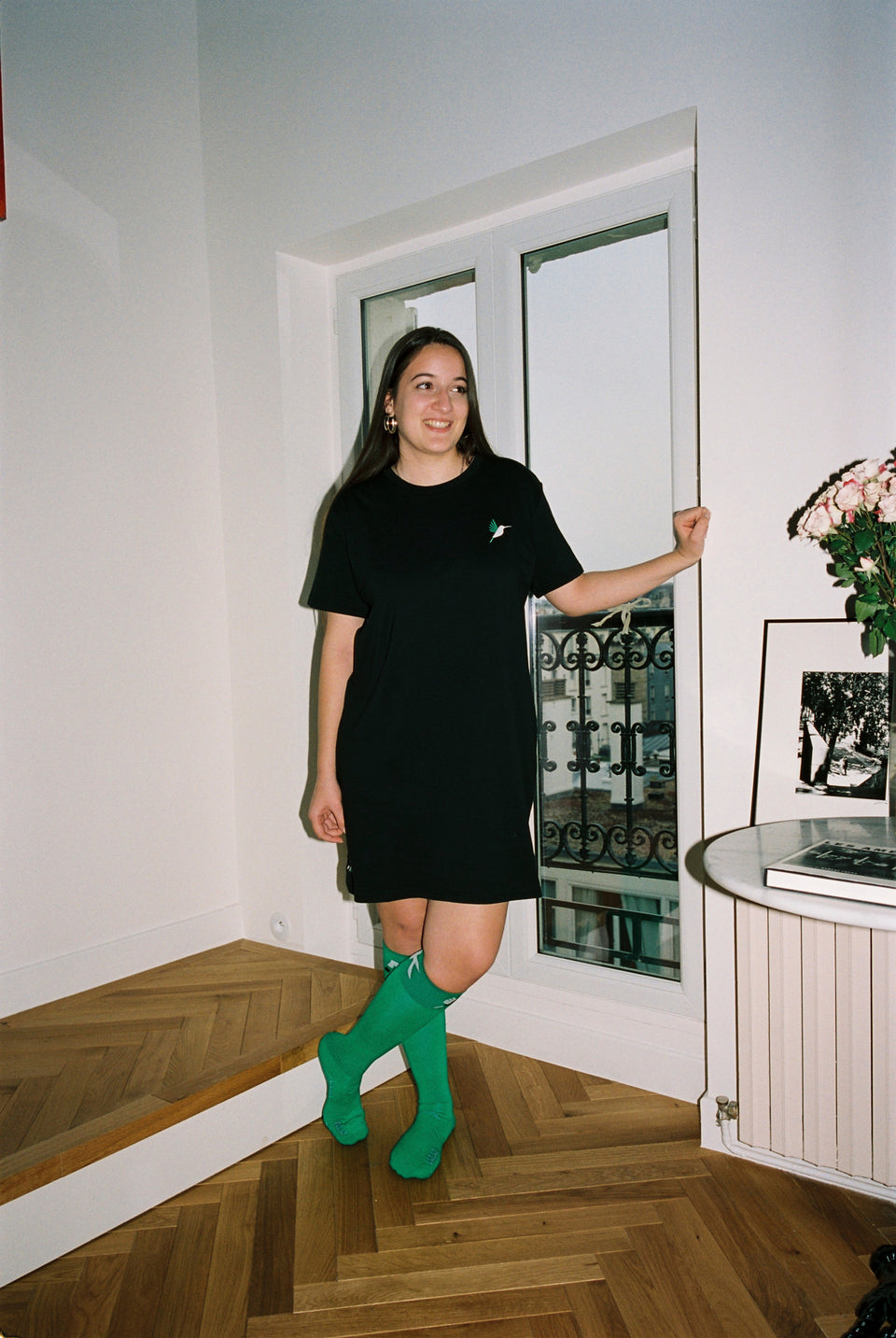 Robe brodée noire