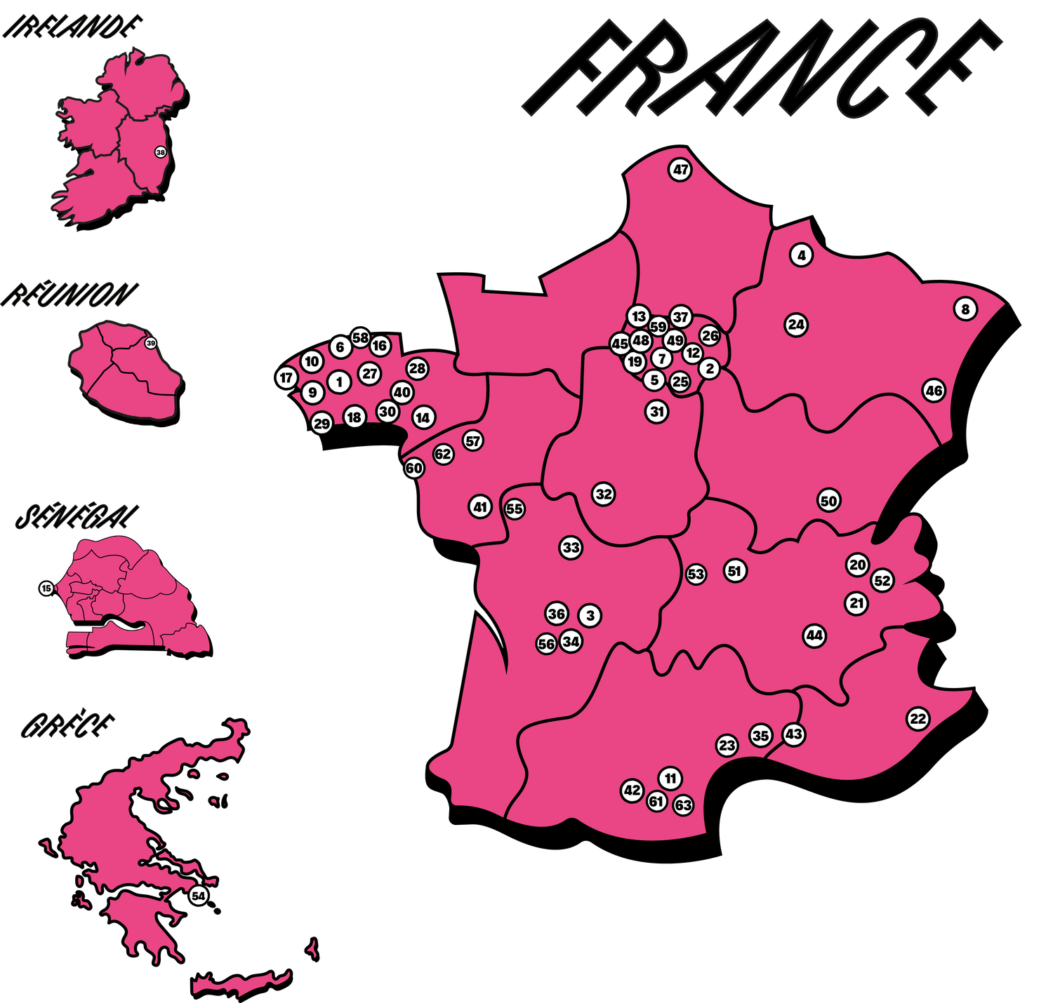 Carte de France - Clubs Partenaires